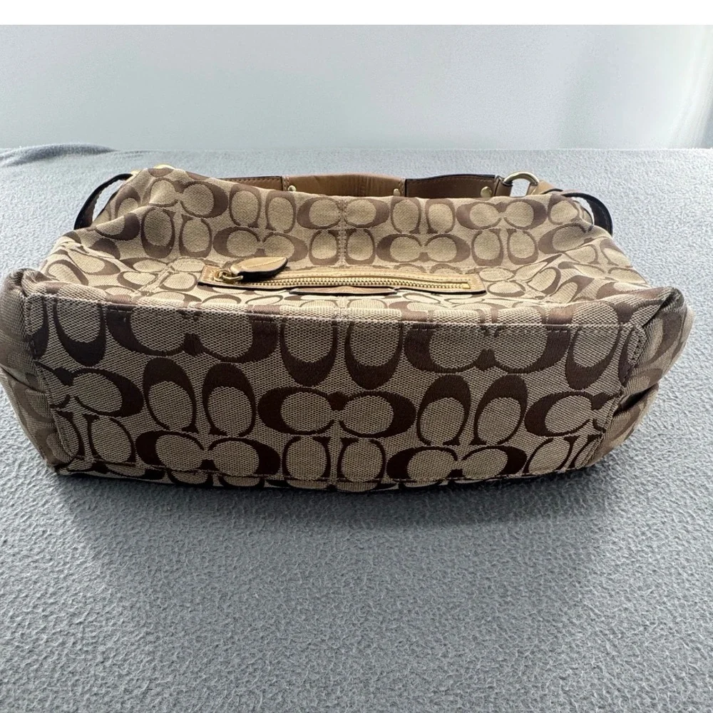 Coach Signature C Hobo Y2K Bag Medium Brown Gold F14691 Jacquard Shoulder Preppy